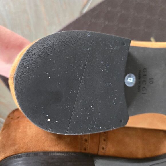 GUCCI Men's Cuir/Queen Cambridge Suede Oxford Shoes Size 12 - Picture 11 of 12